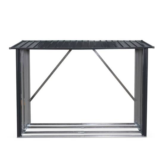 sweeek - Bûcher en métal de 80 x 215 x 155 cm. gris anthracite - Épicéa - abri bûches en acier galvanisé. 2 stères | sweeek - Image 2