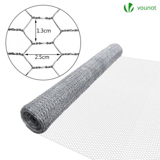VOUNOT® Grillage acier galvanisé - Maille 13mm - 1x25M - Filet de clôture pour poulailler - Image 2