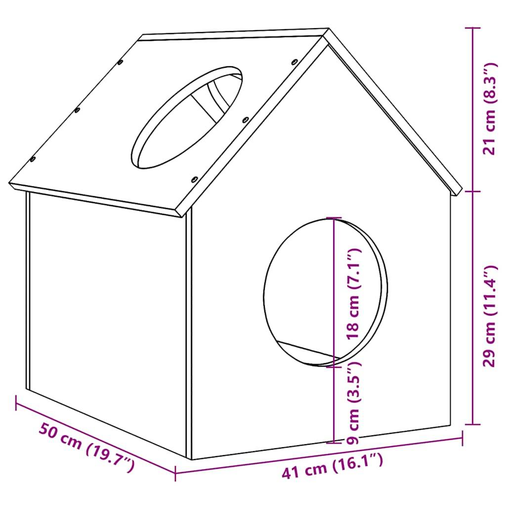 Maison pour chat bois de pin blanc 41 x 50 x 50 cm - PANGIVO - Image 7