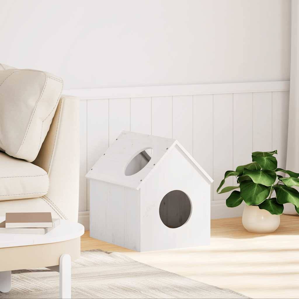 Maison pour chat bois de pin blanc 41 x 50 x 50 cm - PANGIVO - Image 2