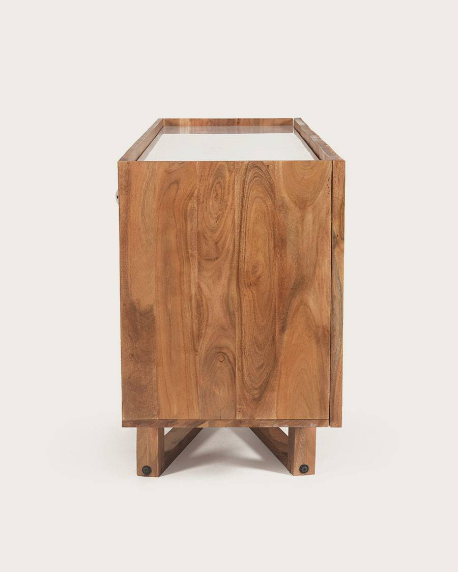 Endah - Buffet en bois de manguier massif et marbre blanc 175 cm - UNIQKA - Imagen 5