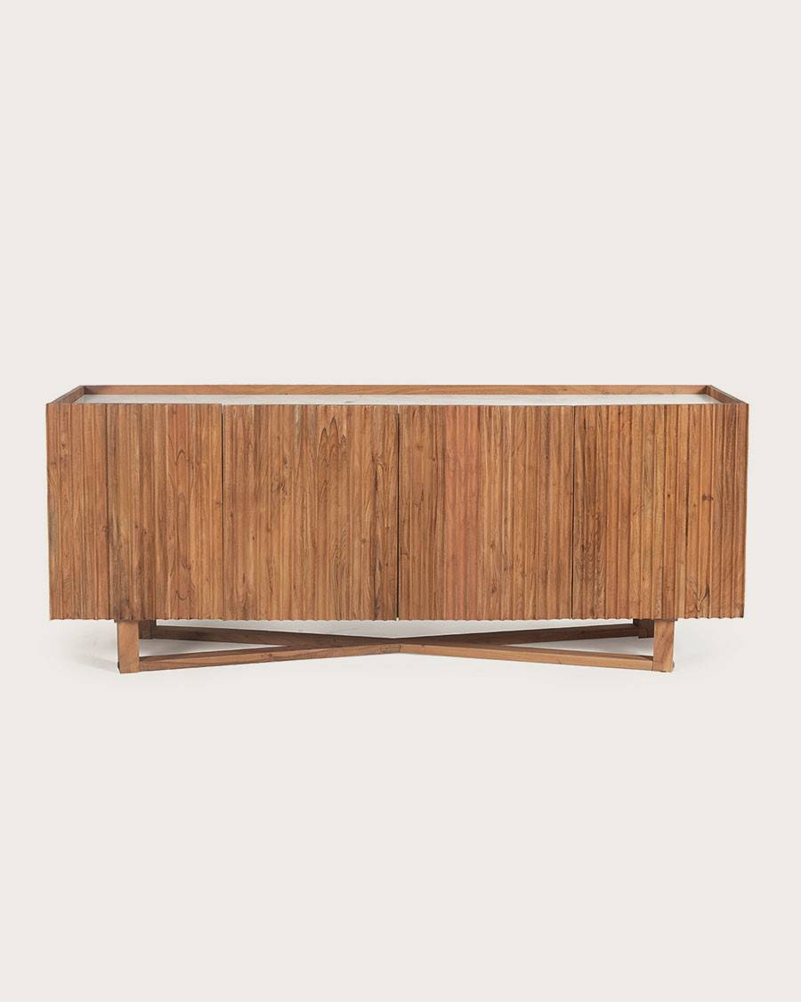 Endah - Buffet en bois de manguier massif et marbre blanc 175 cm - UNIQKA - Imagen 1