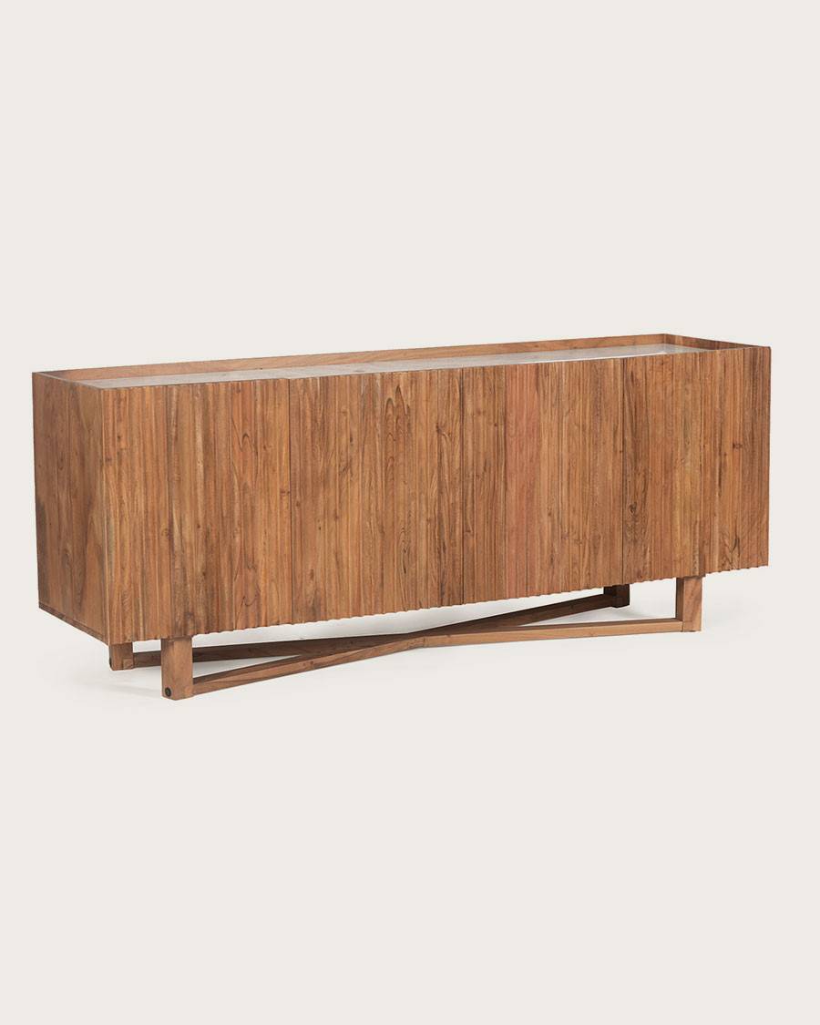 Endah - Buffet en bois de manguier massif et marbre blanc 175 cm - UNIQKA - Imagen 4