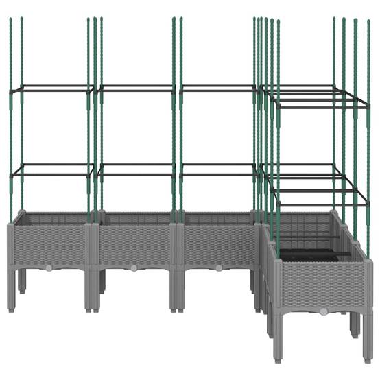 Jardinière avec Treillis PP Gris Clair 160 x 120 x 142.5 cm - PANGIVO - Image 3