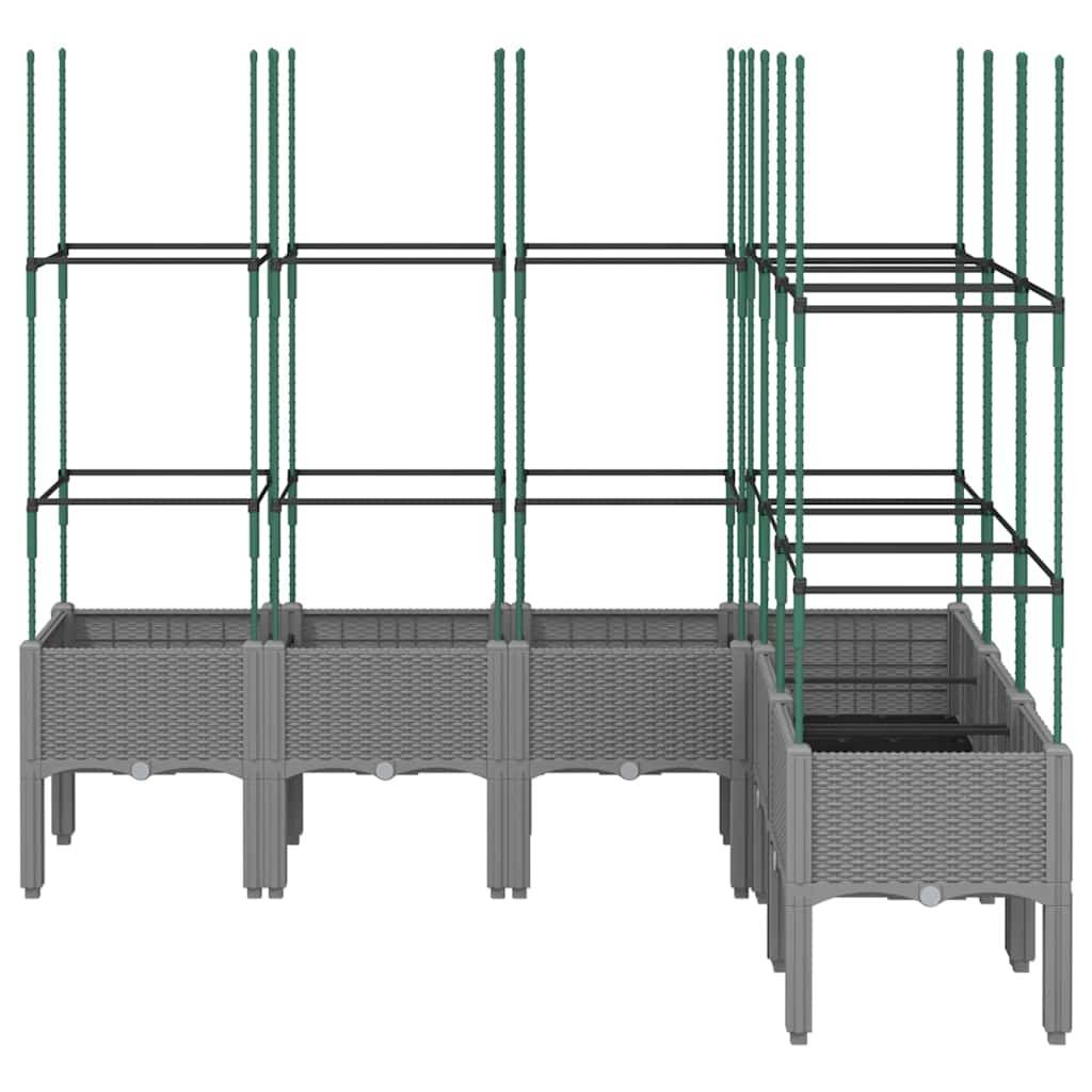Jardinière avec Treillis PP Gris Clair 160 x 120 x 142.5 cm - PANGIVO - Image 3