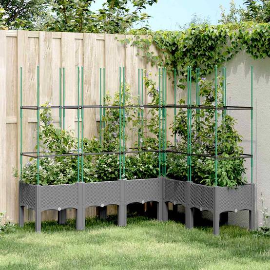 Jardinière avec Treillis PP Gris Clair 160 x 120 x 142.5 cm - PANGIVO - Image 1