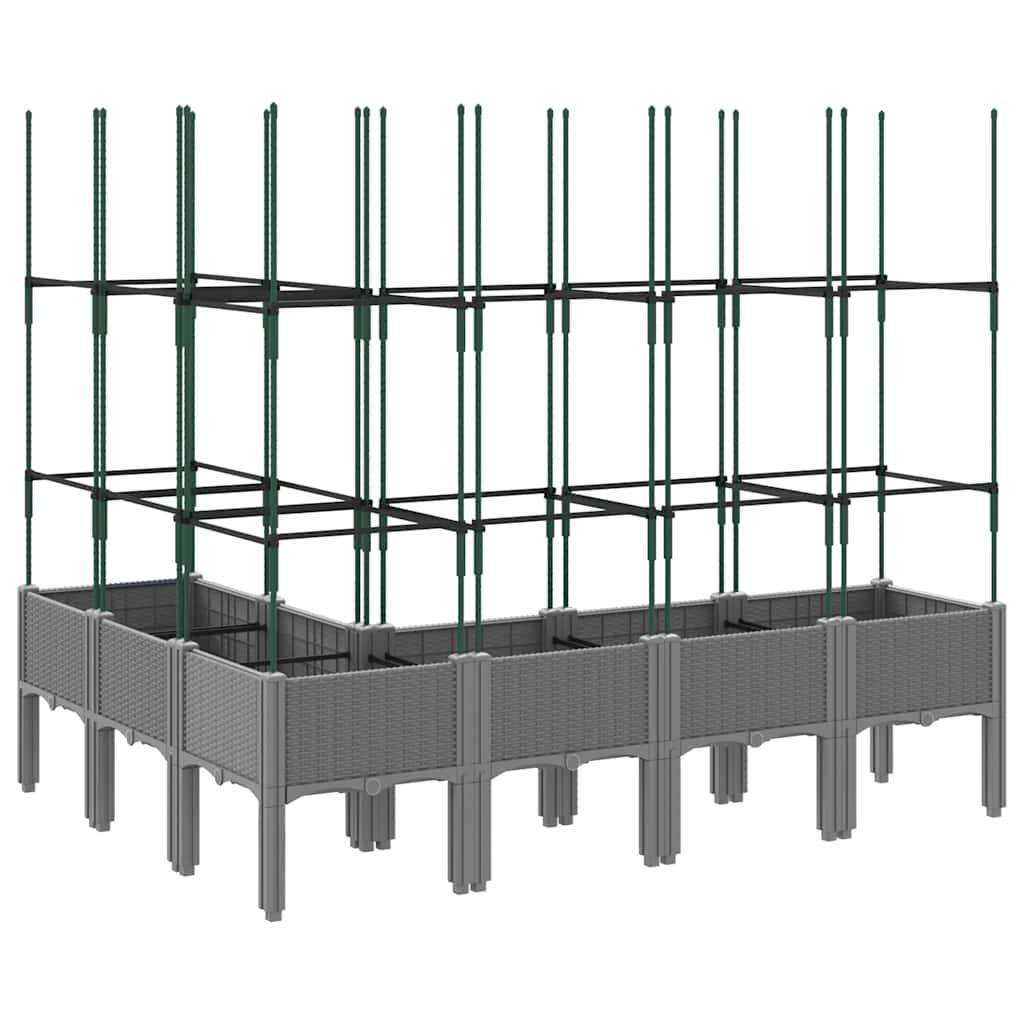 Jardinière avec Treillis PP Gris Clair 160 x 120 x 142.5 cm - PANGIVO - Image 5
