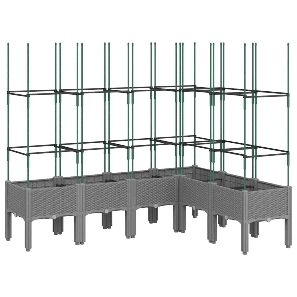 Jardinière avec Treillis PP Gris Clair 160 x 120 x 142.5 cm - PANGIVO - Image 2