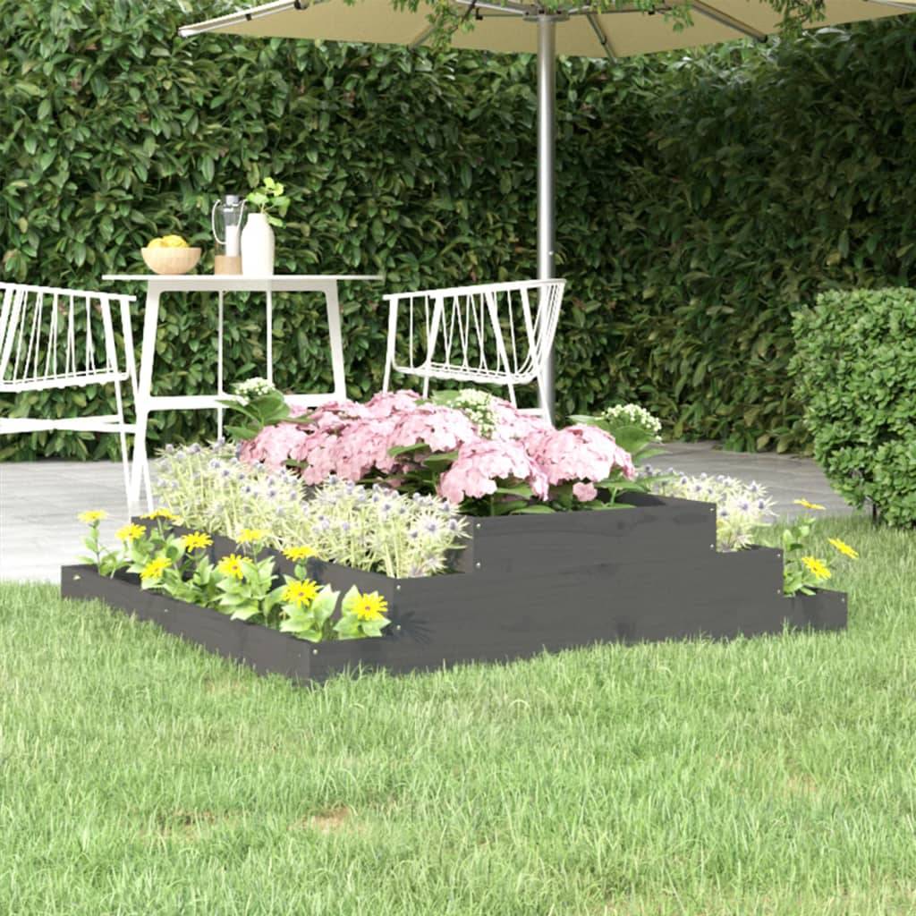 ComfortXL - Grand carré potager 3 étages 110x110 cm bois de pin massif Gris – ComfortXL Outdoor Living - Image 1