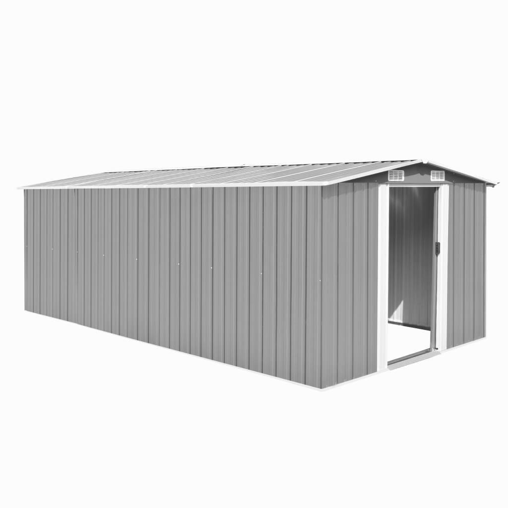 Helloshop26 - Abri de jardin cabane cabanon maison de stockage remise extérieur hangar outils robuste 257 x 489 x 181 cm métal gris - Imagen 1