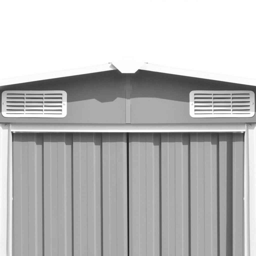 Helloshop26 - Abri de jardin cabane cabanon maison de stockage remise extérieur hangar outils robuste 257 x 489 x 181 cm métal gris - Imagen 5