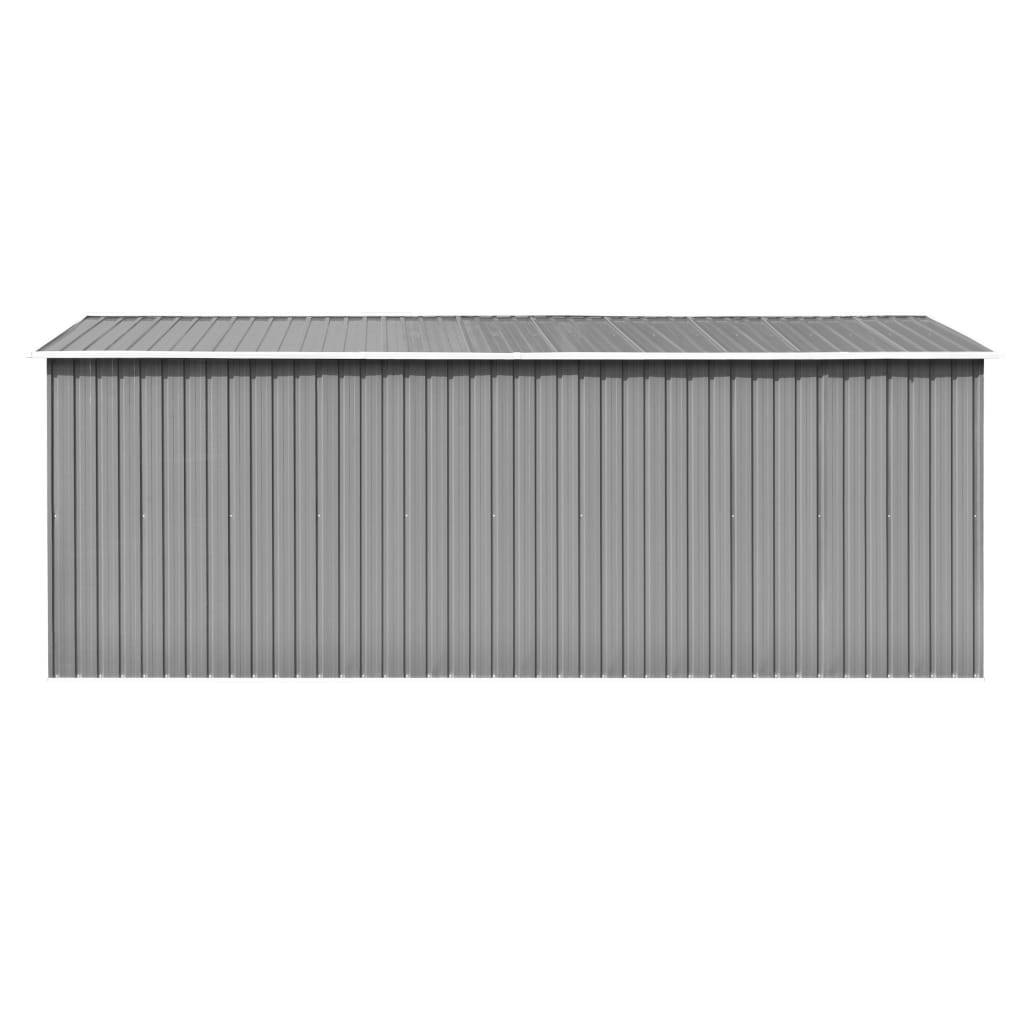 Helloshop26 - Abri de jardin cabane cabanon maison de stockage remise extérieur hangar outils robuste 257 x 489 x 181 cm métal gris - Imagen 4