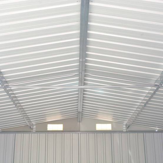 Helloshop26 - Abri de jardin cabane cabanon maison de stockage remise extérieur hangar outils robuste 257 x 489 x 181 cm métal gris - Imagen 6