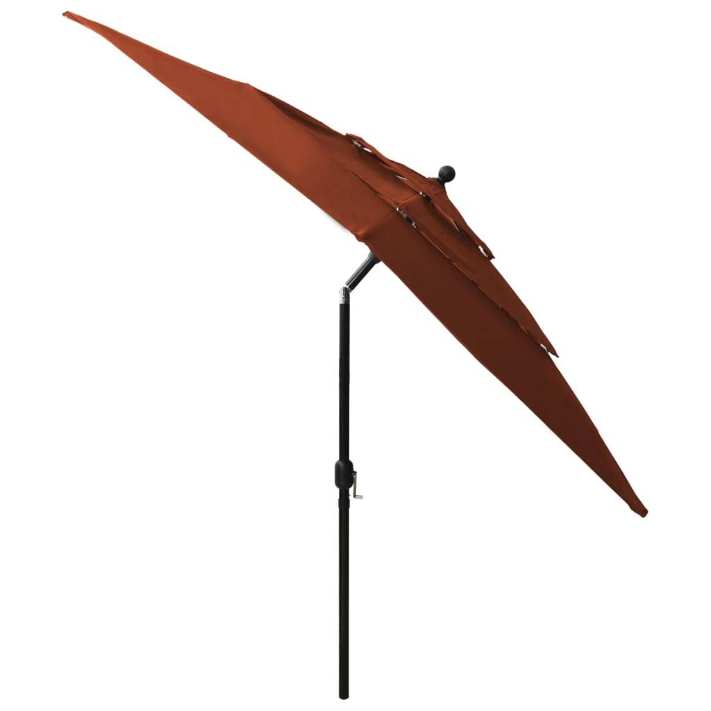 Helloshop26 - Parasol à 3 niveaux avec mât en aluminium 2,5 x 2,5 m orange - Imagen 4
