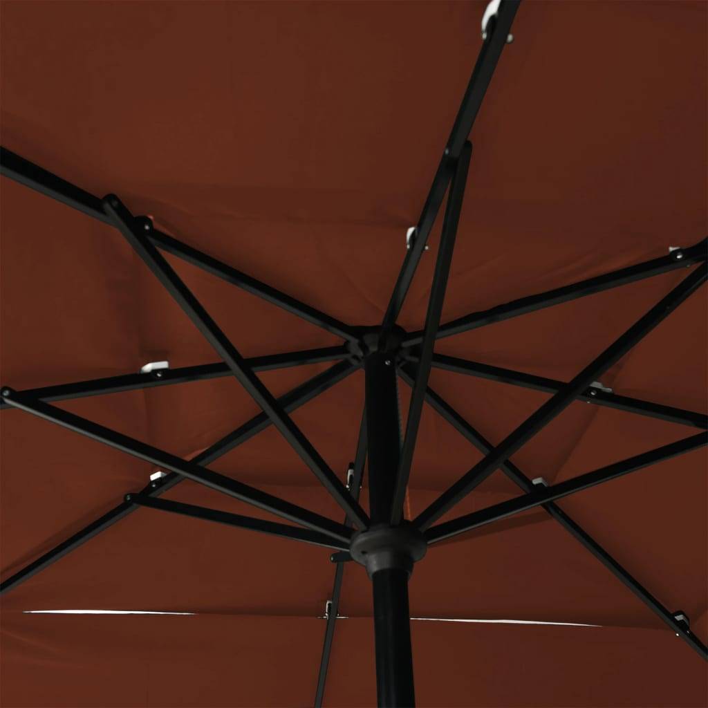 Helloshop26 - Parasol à 3 niveaux avec mât en aluminium 2,5 x 2,5 m orange - Imagen 5