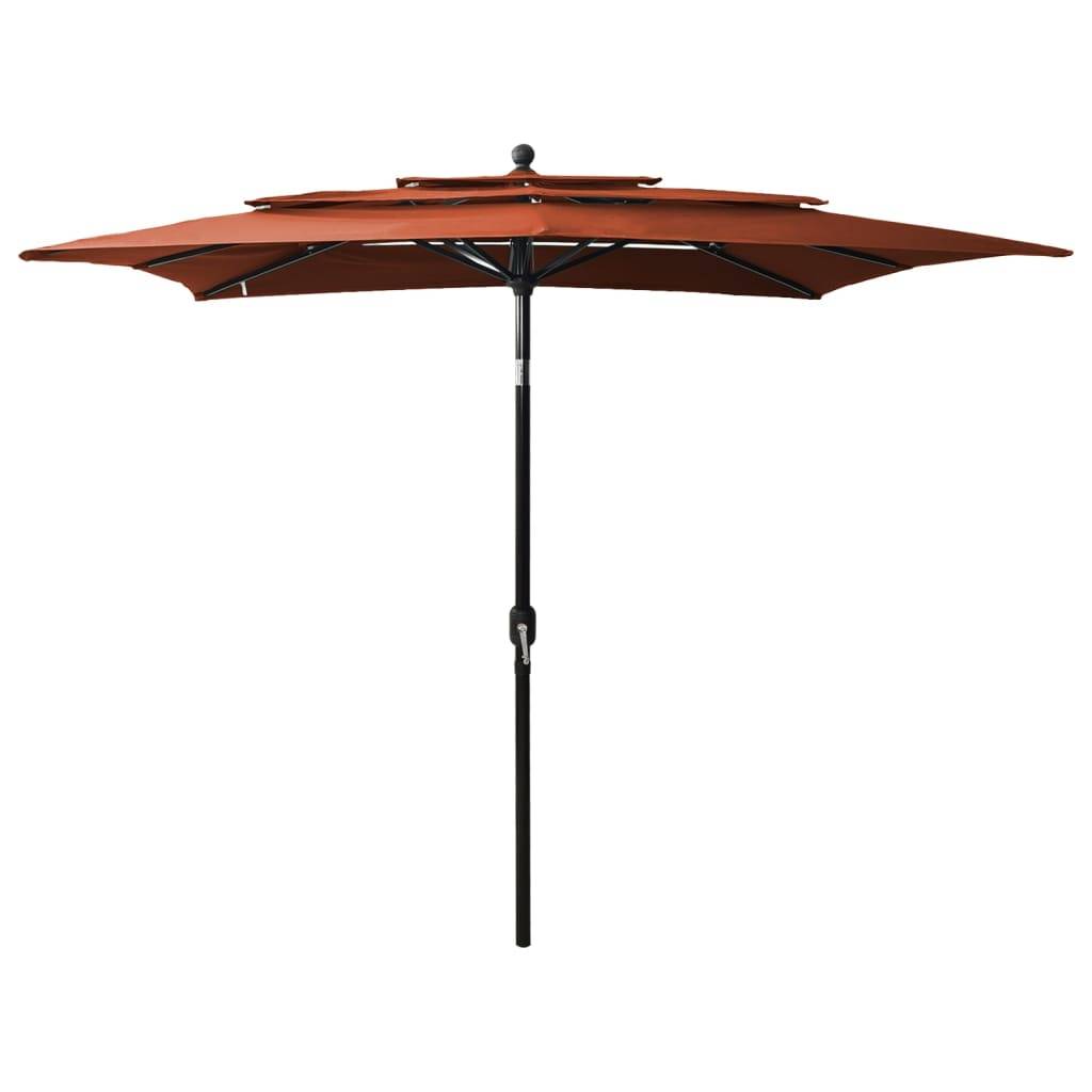 Helloshop26 - Parasol à 3 niveaux avec mât en aluminium 2,5 x 2,5 m orange - Imagen 1