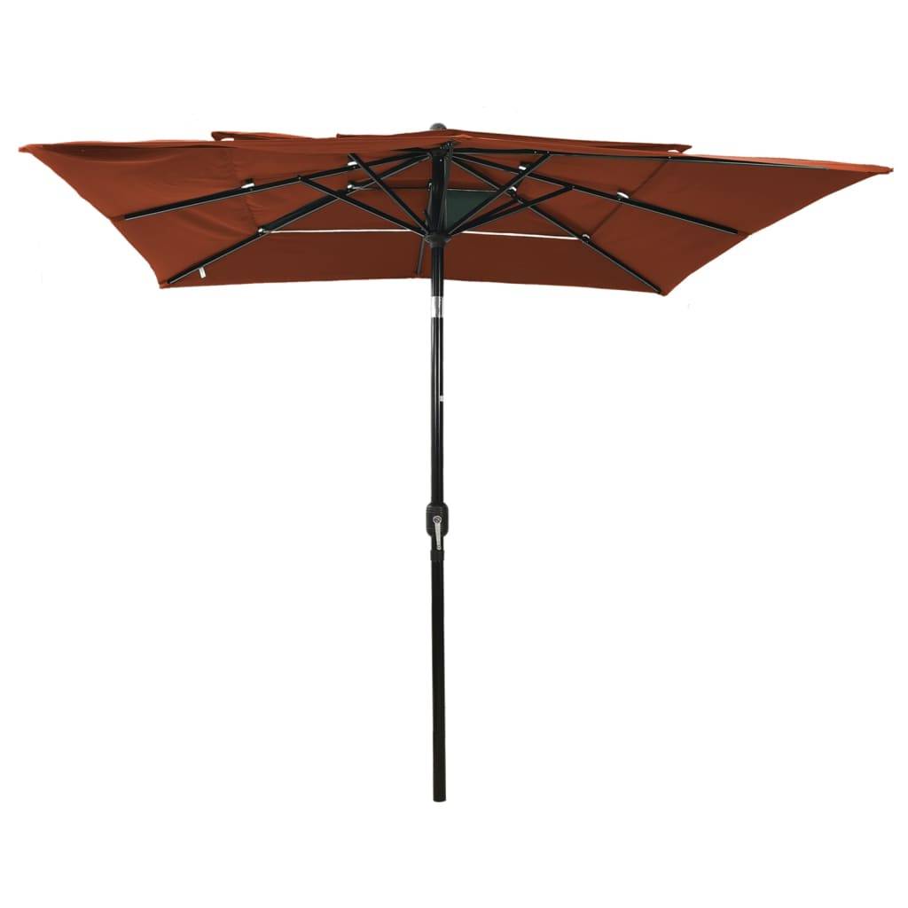 Helloshop26 - Parasol à 3 niveaux avec mât en aluminium 2,5 x 2,5 m orange - Imagen 2