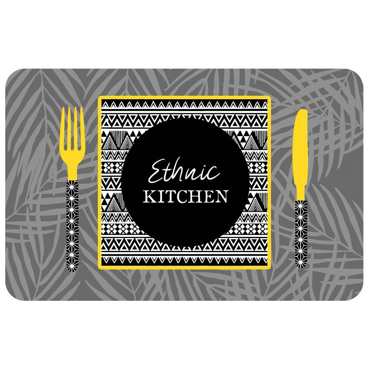 Set de Table Imprimé "Ethnic Kitchen" 28x44cm Gris