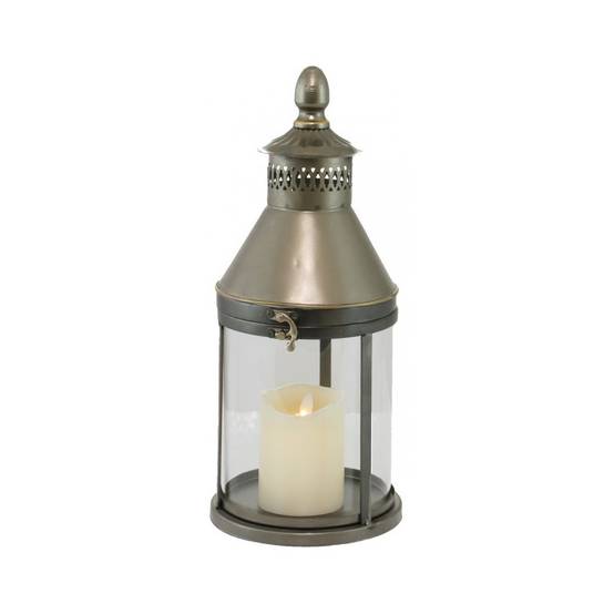 Lanterne extérieur jardin à poser bougie industriel métal gris 40cm Chemin de campagne - Imagen 1