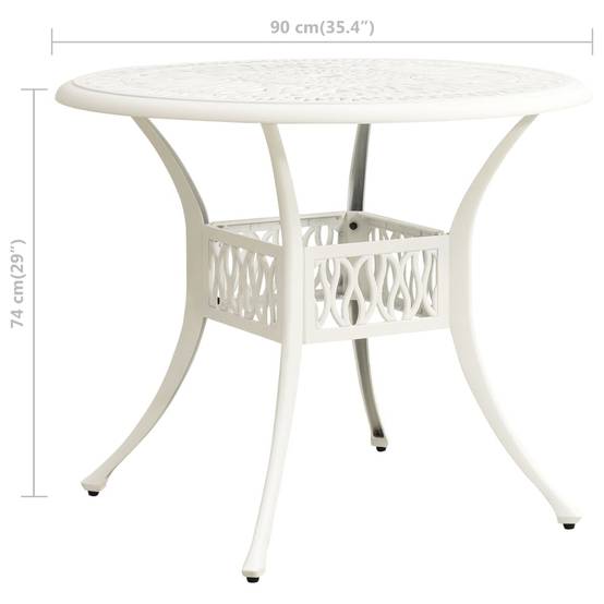 Table de jardin Blanc Aluminium coulé 90x90x74 cm - PANGIVO - Image 6