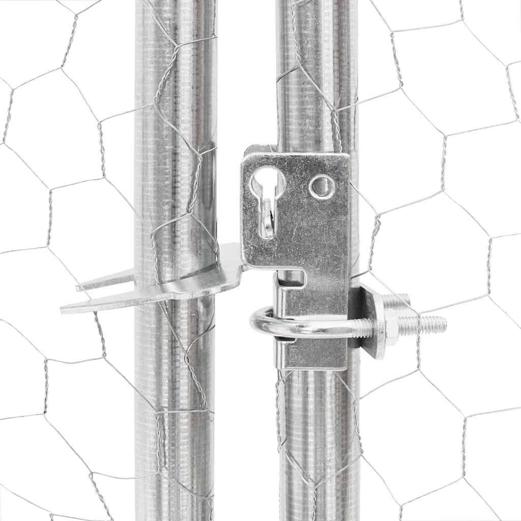 Enclos poulailler 10 m² acier galvanisé avec toit de protection pour jardin Argent – ComfortXL Outdoor Living - Image 7
