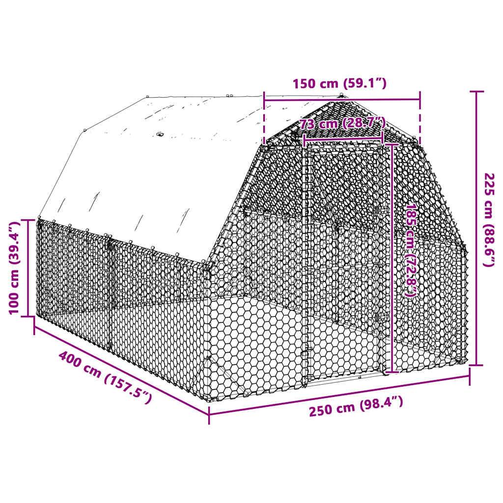 Enclos poulailler 10 m² acier galvanisé avec toit de protection pour jardin Argent – ComfortXL Outdoor Living - Image 8
