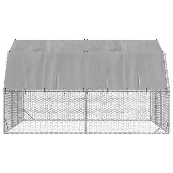 Enclos poulailler 10 m² acier galvanisé avec toit de protection pour jardin Argent – ComfortXL Outdoor Living - Image 4