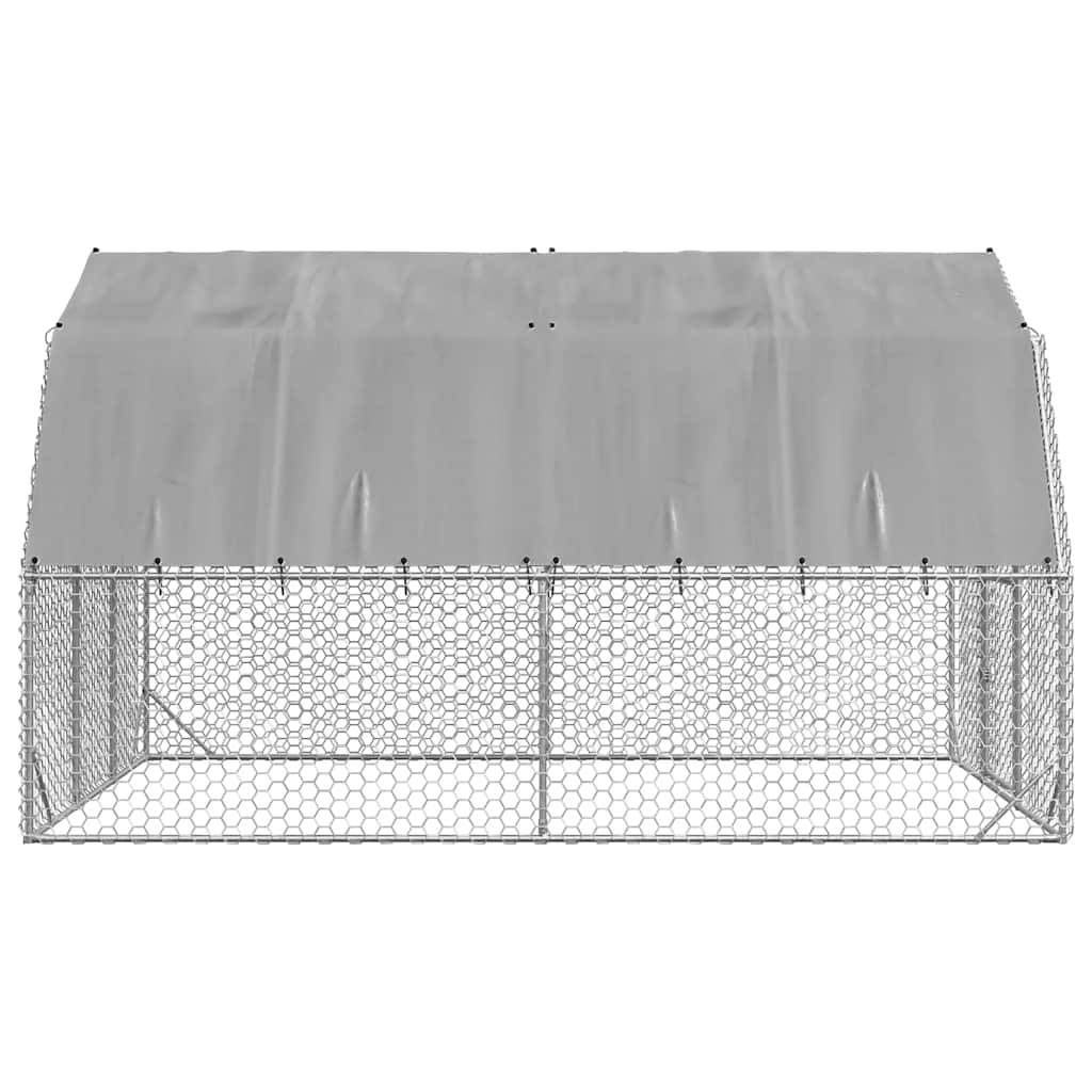 Enclos poulailler 10 m² acier galvanisé avec toit de protection pour jardin Argent – ComfortXL Outdoor Living - Image 4