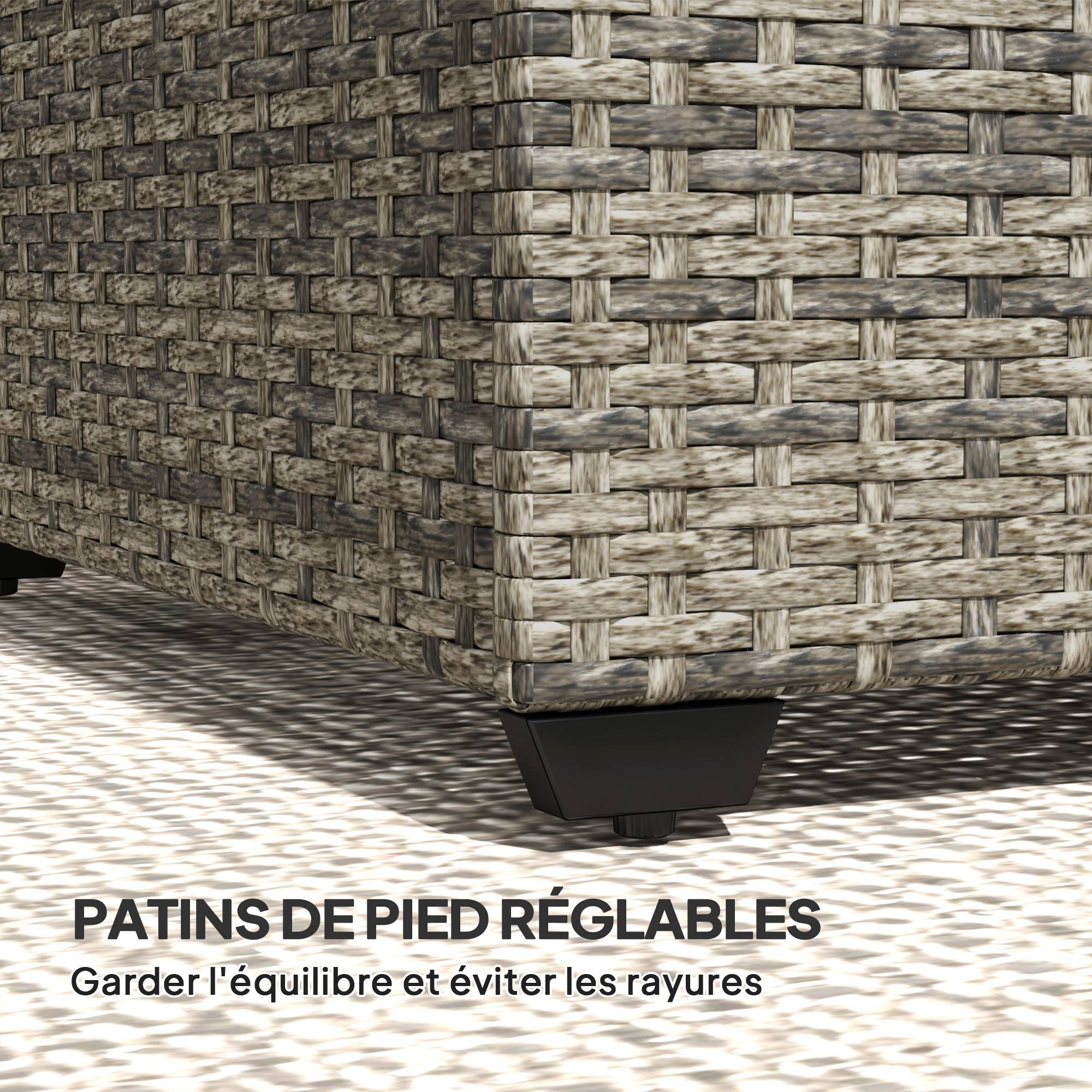 Table basse de jardin résine tressée gris foncé 90 x 50 x 38 cm - PANGIVO - Image 9