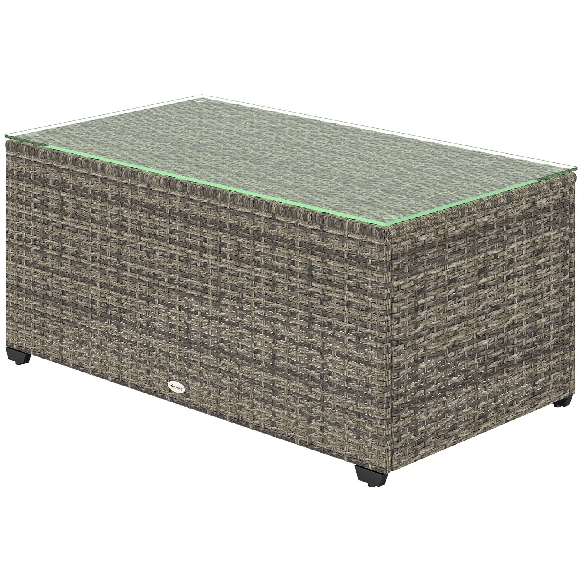 Table basse de jardin résine tressée gris foncé 90 x 50 x 38 cm - PANGIVO - Image 2