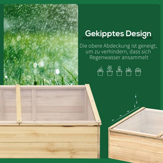 Serre Châssis Bois Sapin Polycarbonate Jardin Pour Semis Hivernage 100x50cm - ComfortXL Outdoor Living - Image 6