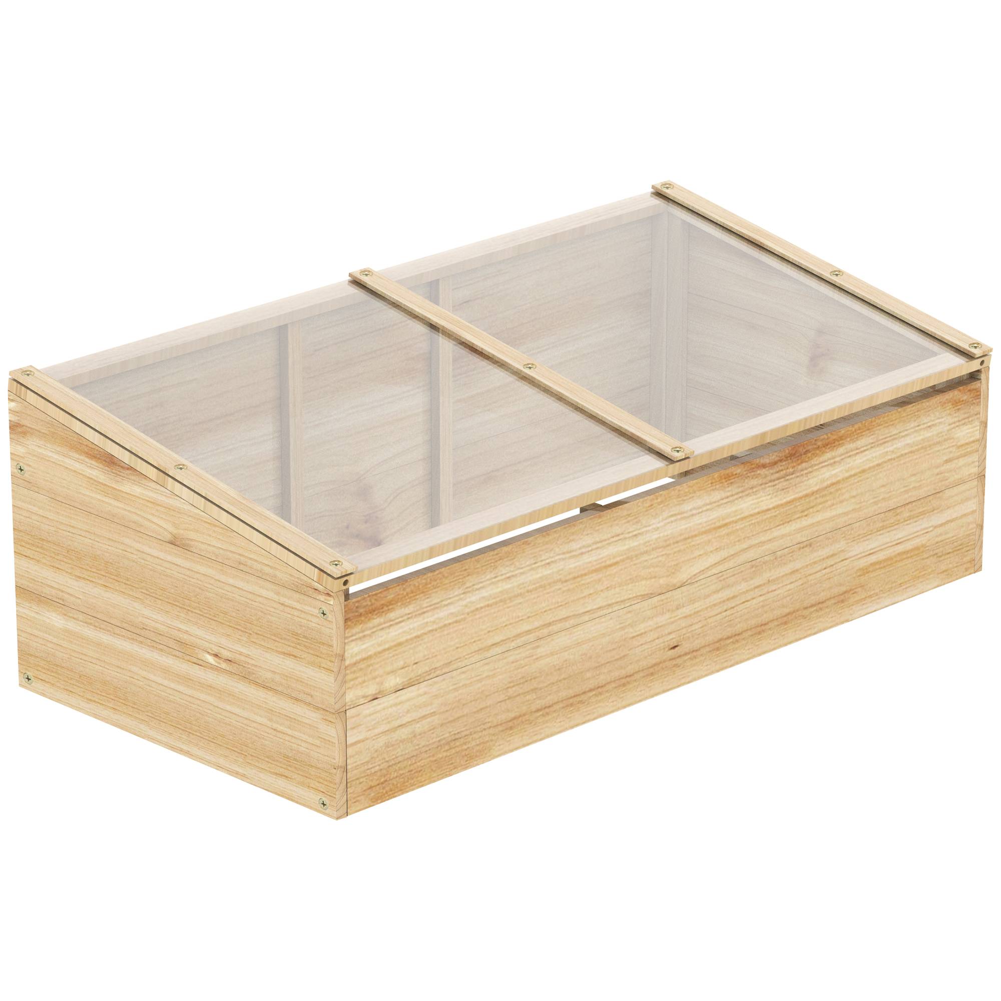 Serre Châssis Bois Sapin Polycarbonate Jardin Pour Semis Hivernage 100x50cm - ComfortXL Outdoor Living - Image 2