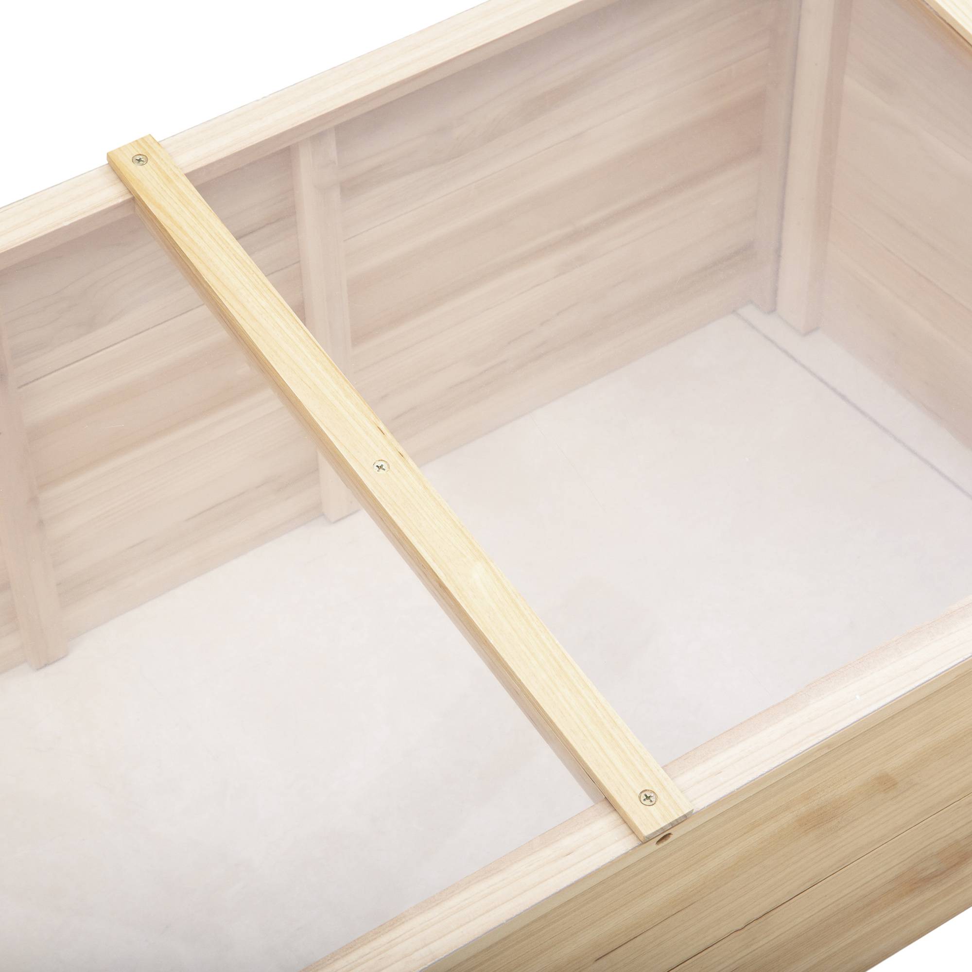 Serre Châssis Bois Sapin Polycarbonate Jardin Pour Semis Hivernage 100x50cm - ComfortXL Outdoor Living - Image 7