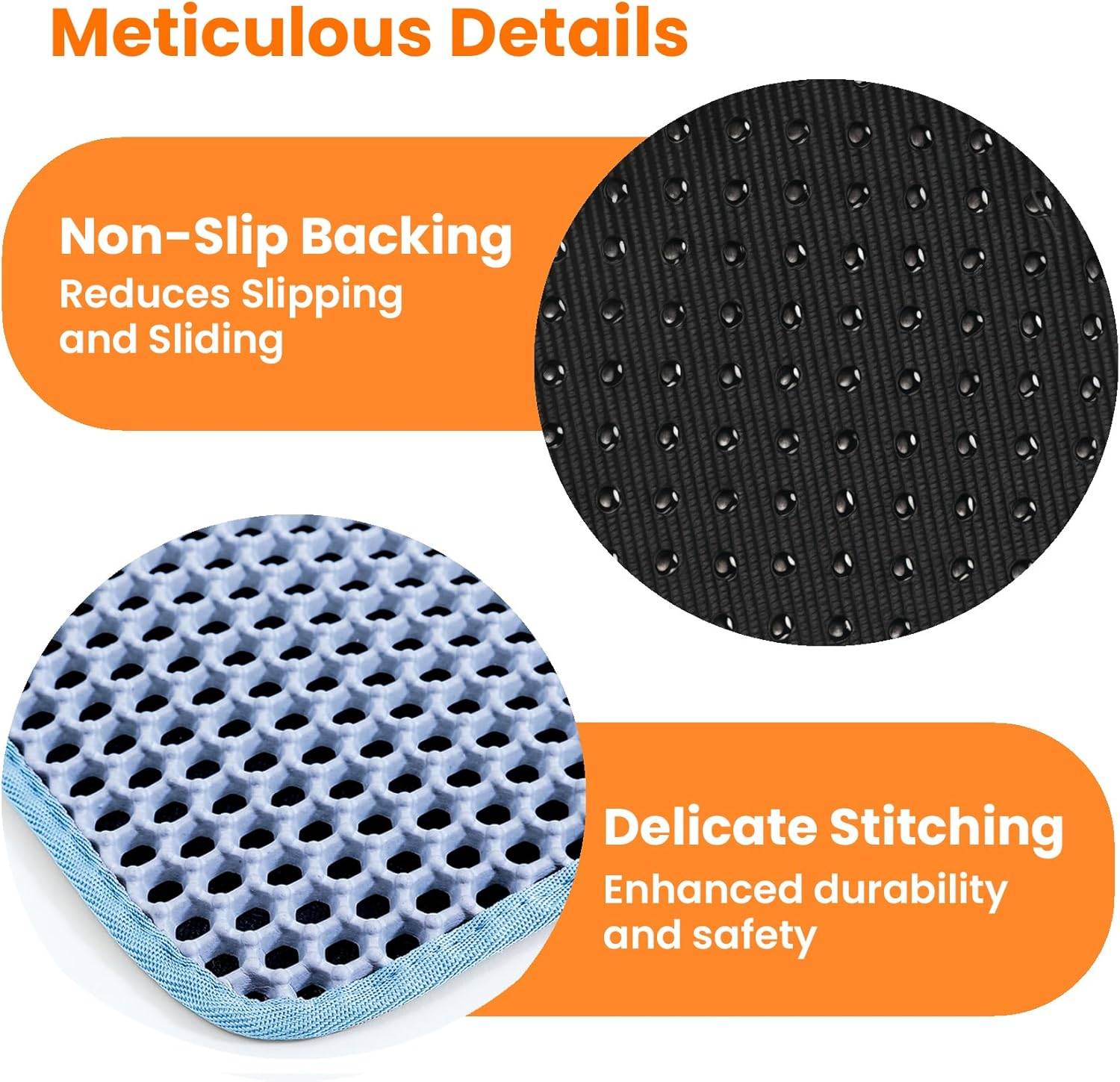 Tapis de litière pour chat, double couche, nid d'abeille, antidérapant, imperméable et anti-urine, accessoire pour chat, 55*75 cm, bleu-Lytech - Image 7