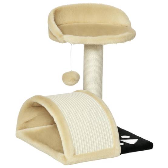Arbre à chat griffoir bois pour intérieur jeu et repos 35x37x46cm beige - ComfortXL Outdoor Living - Image 1