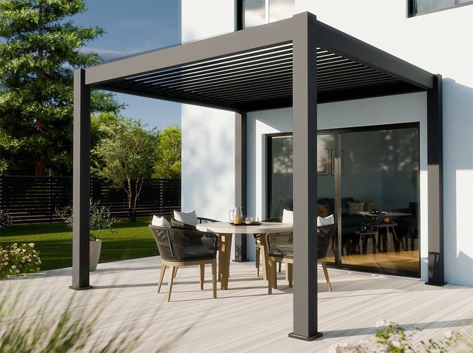 Pergola Bioclimatique Autoportée AURORA - 3x3 m – Gris Anthracite - Imagen 5