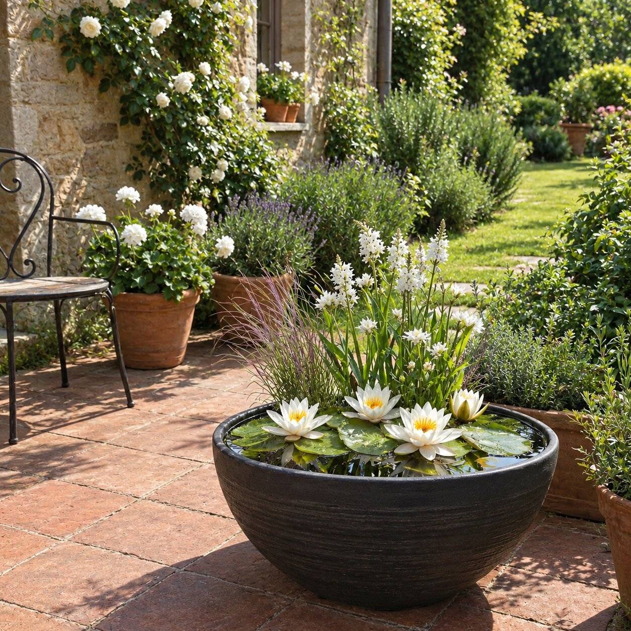 0 - Mini Bassin Set Complet Blanc 25-90L - 4 Plantes, Cornifle et 10 Marimos - Image 2