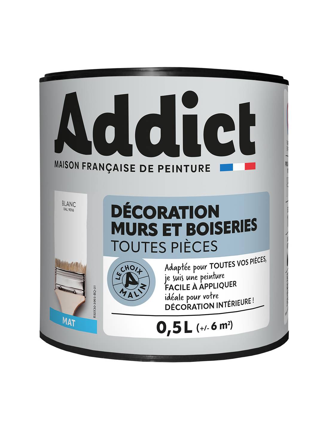 Peinture Déco Mat Blanc 0,5l Finition Mate élégante Et Couvrante - Addict