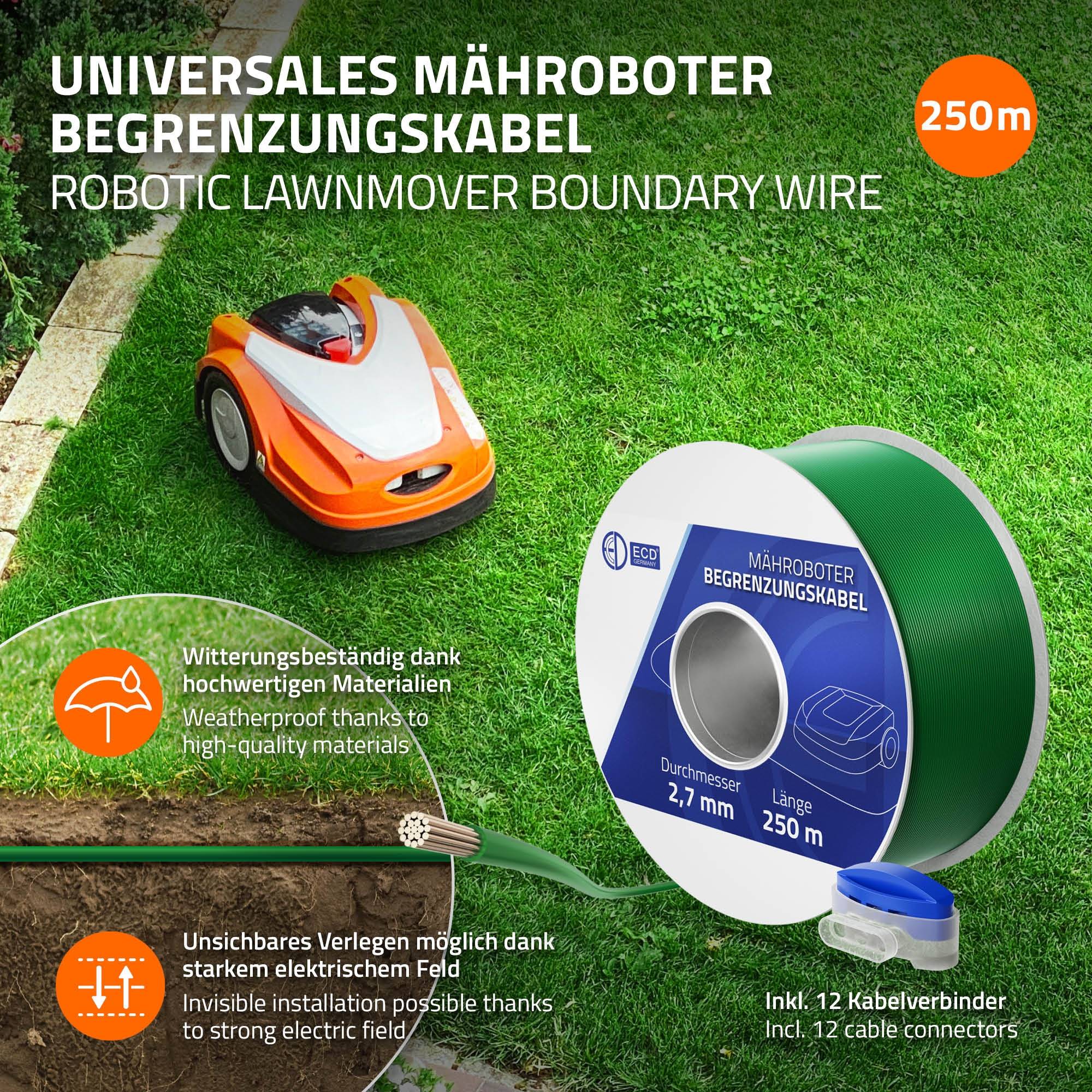 Câble Périphérique Universel pour Tondeuse-Robot, 250m, 12 Connecteurs de Câble, Ø 2,7 mm, Fils d'Aluminium Étamés et Cuivrés - Image 3