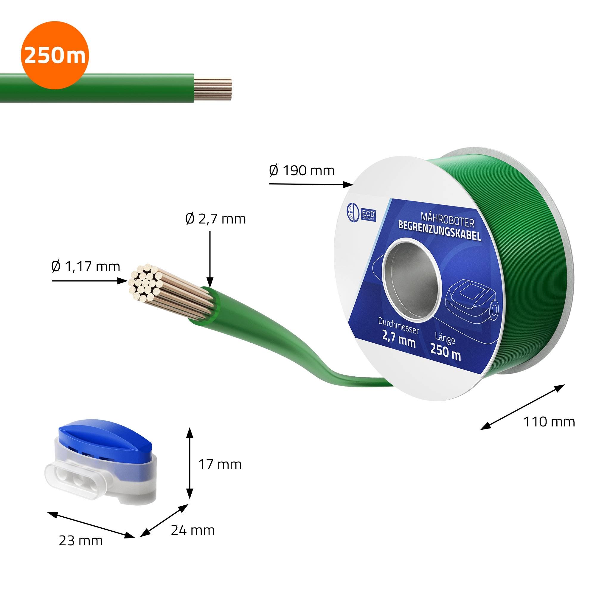 Câble Périphérique Universel pour Tondeuse-Robot, 250m, 12 Connecteurs de Câble, Ø 2,7 mm, Fils d'Aluminium Étamés et Cuivrés - Image 7