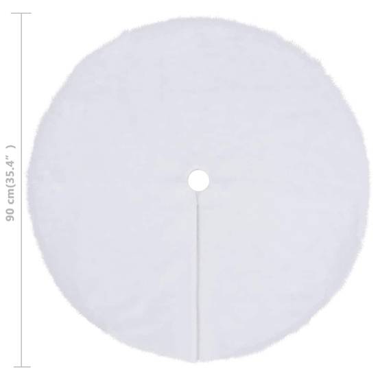 Vidaxl - Jupe de sapin de Noël-Collier de sapin de Noël-Cache pied de sapin blanche 90 cm en fausse fourrure - Image 6