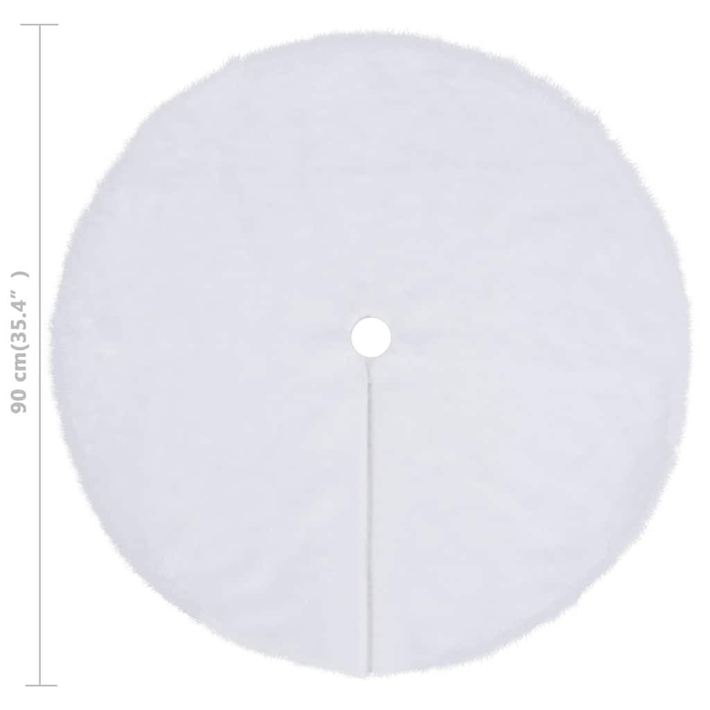 Vidaxl - Jupe de sapin de Noël-Collier de sapin de Noël-Cache pied de sapin blanche 90 cm en fausse fourrure - Image 6