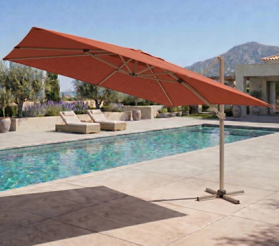 Ozalide - Parasol déporté 3.5x2.6m  beige et terracotta  DIAMANT - Image 1