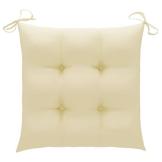 Lot de 2 Chaises de jardin et coussins - Chaises d'extérieur - Fauteuils de jardin blanc crème Bois de teck - Image 9
