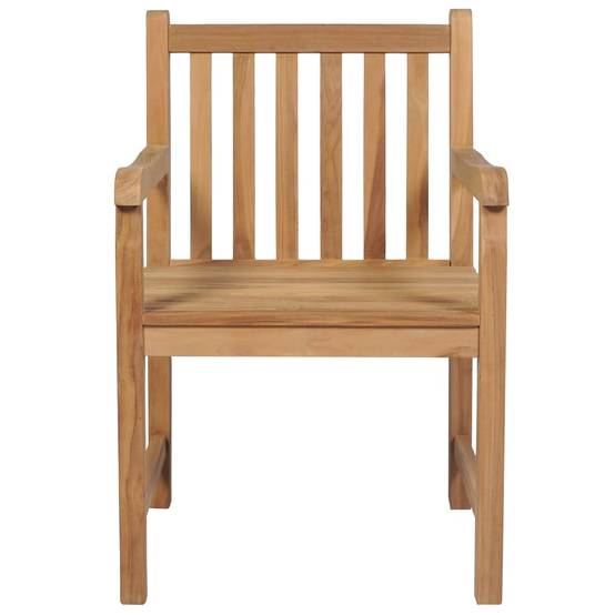 Lot de 2 Chaises de jardin et coussins - Chaises d'extérieur - Fauteuils de jardin blanc crème Bois de teck - Image 5