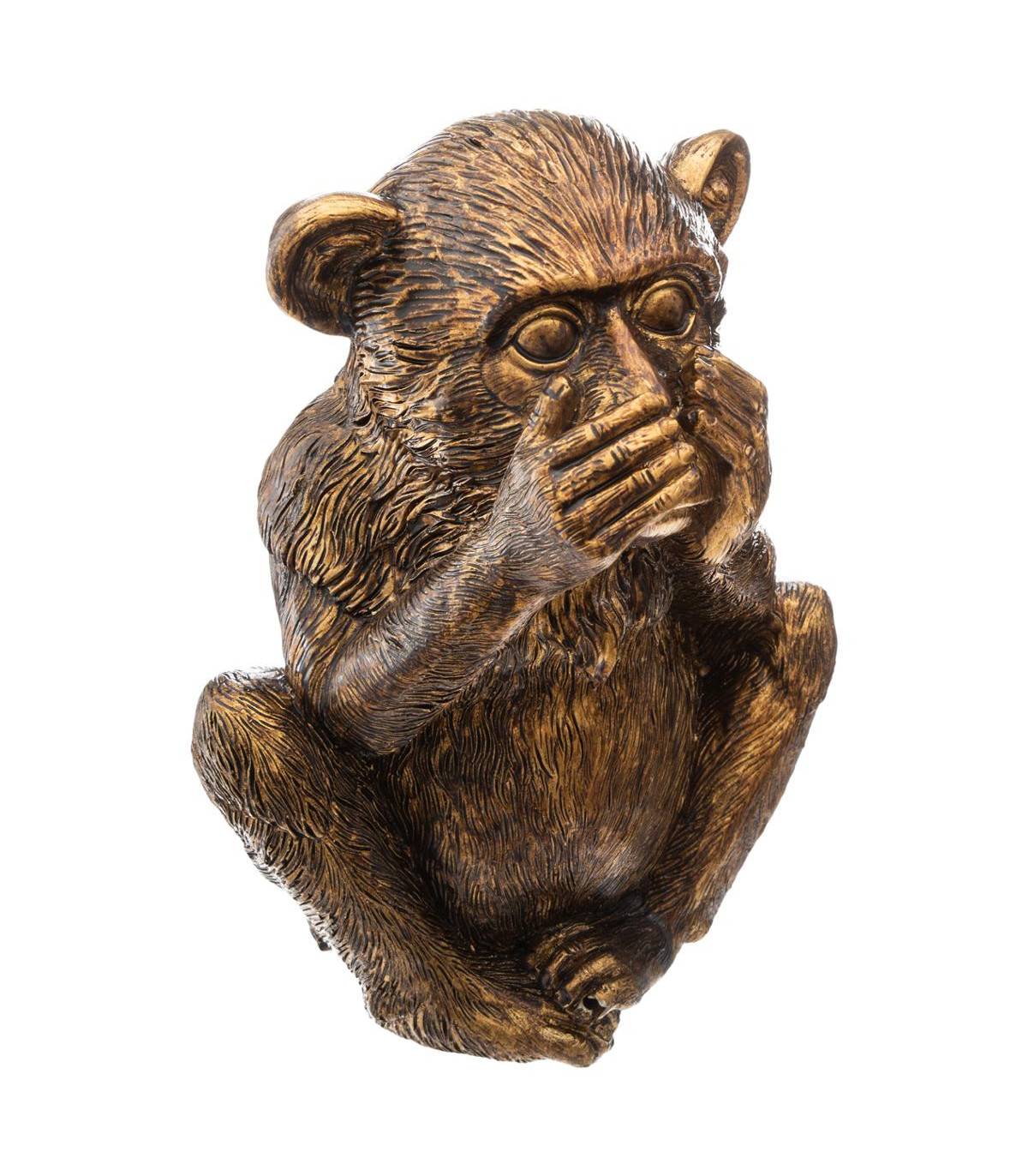 Lot de  3 Singes Sagesse en Résine Or H 17 cm - Image 3