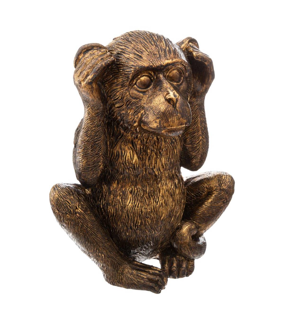 Lot de 3 Singes Sagesse en Résine Or H 17 cm - Image 4