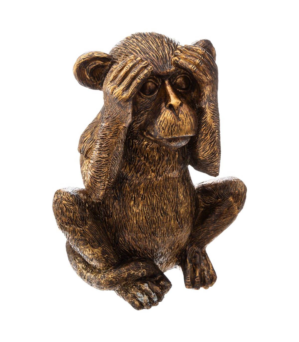 Lot de  3 Singes Sagesse en Résine Or H 17 cm - Image 2
