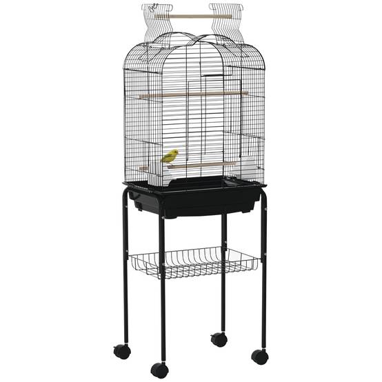 Cage à oiseaux métal noir 46 x 36 x 130 cm - PANGIVO - Image 1