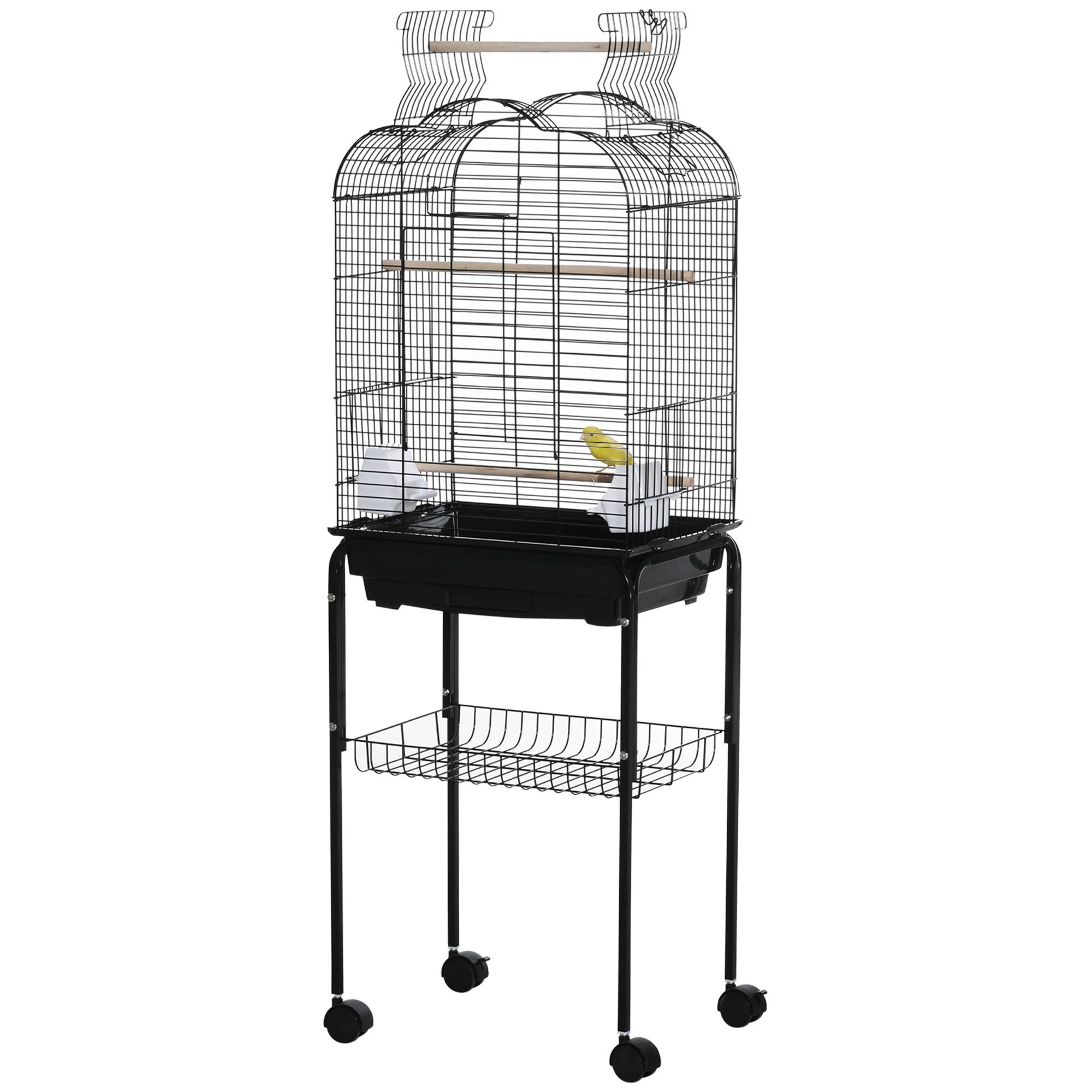 Cage à oiseaux métal noir 46 x 36 x 130 cm - PANGIVO - Image 2